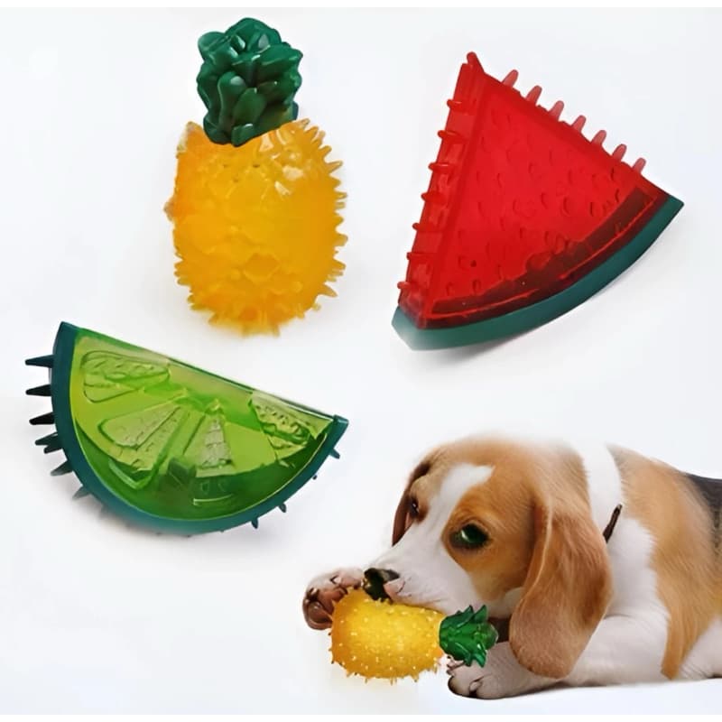 Mordedor Brinquedo Para Cachorro e Gato Com Apito Frutas Cristais Flutuante Na Agua