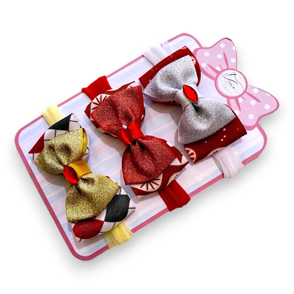 Laços de bebê Rn Kit 3 Lacinhos de Bebê laços de cabelo infantil Tiarinha Faixinha
