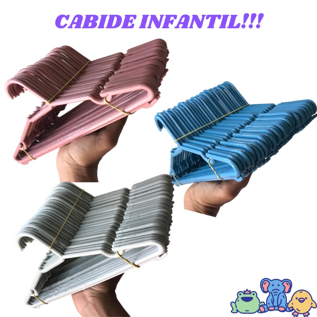 10 Unidades Cabide Infantil Branco Rosa ou Azul Bebê Kit Enxoval Plástico Para Roupas Crianças
