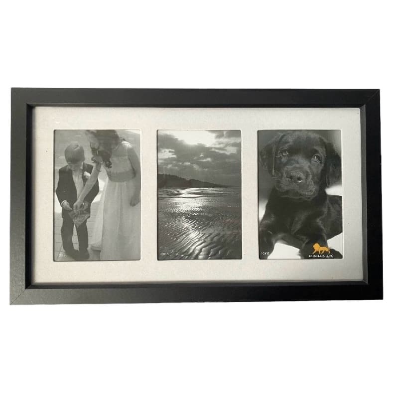 Porta Retrato de Parede 3 Fotos 10x15 Preto Quadro de Fotos Espelhos Leao Moldura para Fotos