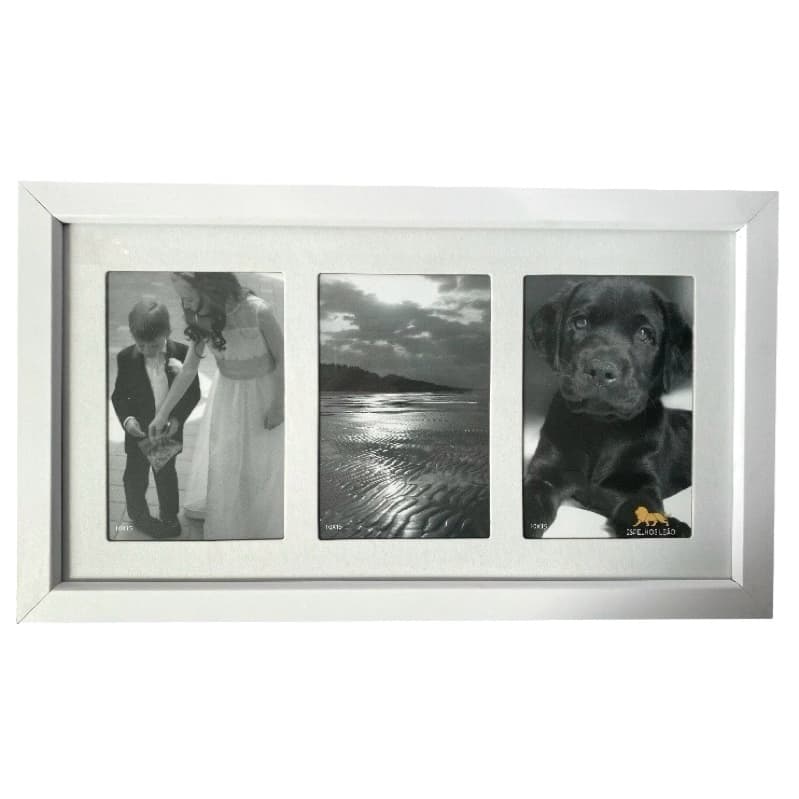 Porta Retrato de Parede Branco 3 Fotos 10 X 15 Espelhos Leão Quadro de Fotos