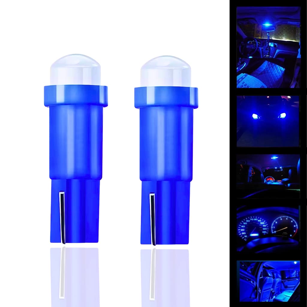 T5 Lâmpada Led Cob Pinguinho 1 Led 12v 5mm Azul Branco Painel Carro Moto SUPER LED Premium 6000K pinguinho pingão Alta