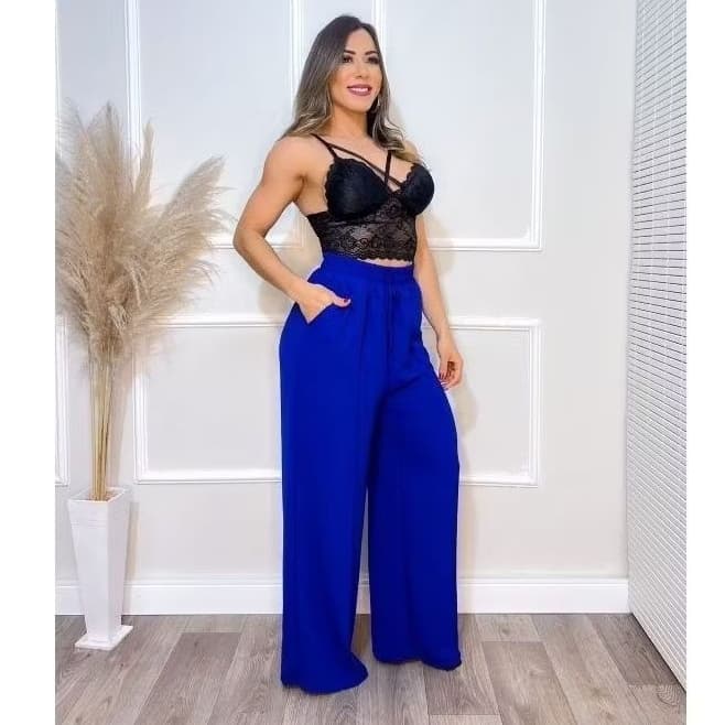Calça pantanalona duna boca larga