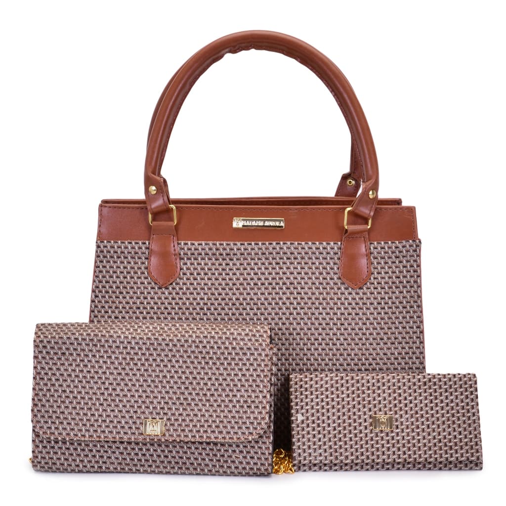 Bolsa Feminina Satchel Pasta de Ombro Tote + Carteira + Balada Executiva Kit com Tres Peças