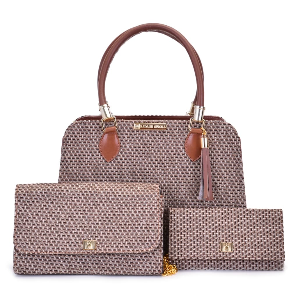 Bolsa Feminina Tote Executiva + Carteira + Balada Executiva Kit com Tres Pecas