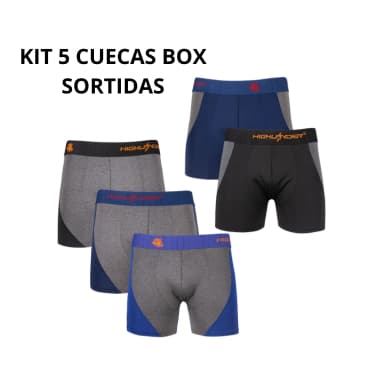 CUECAS BOX BOXER KIT COM 5 UNIDADES - DOIS MODELOS EM UM SÓ KIT