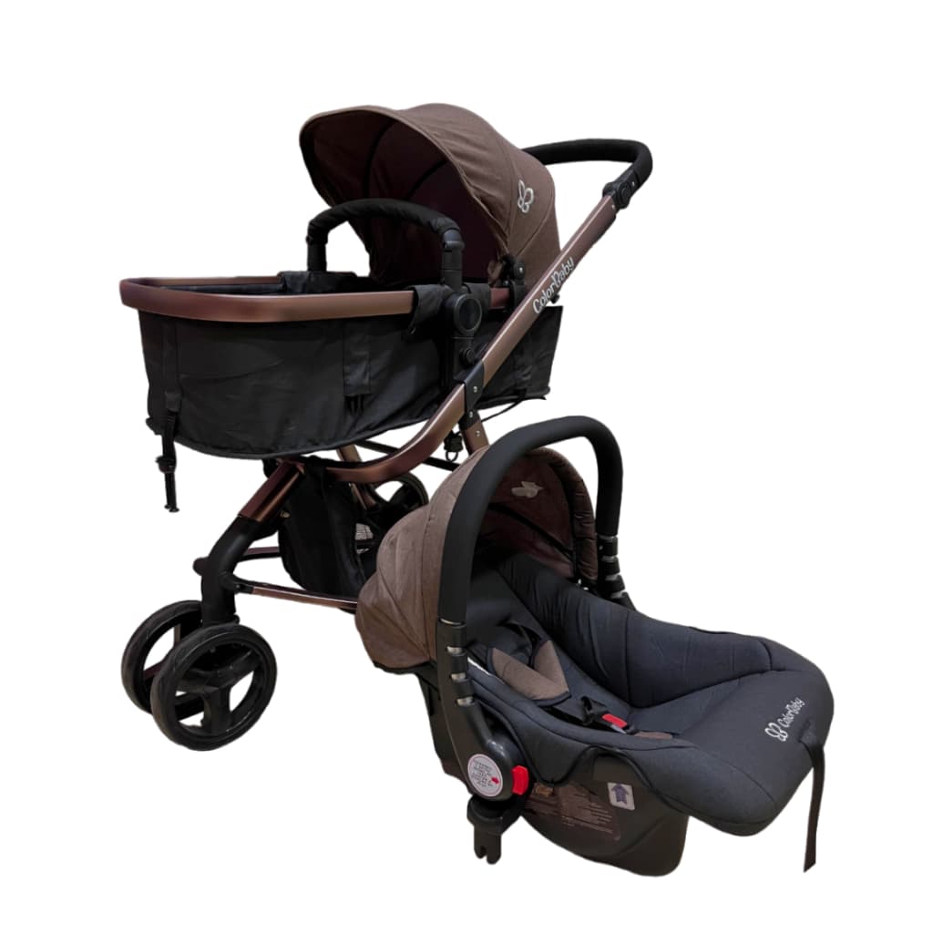 Kit Carrinho de Bebê Travel System 3 em 1 Estilo Europeu + Bebê Conforto 3 Rodas Grandes - Evolution
