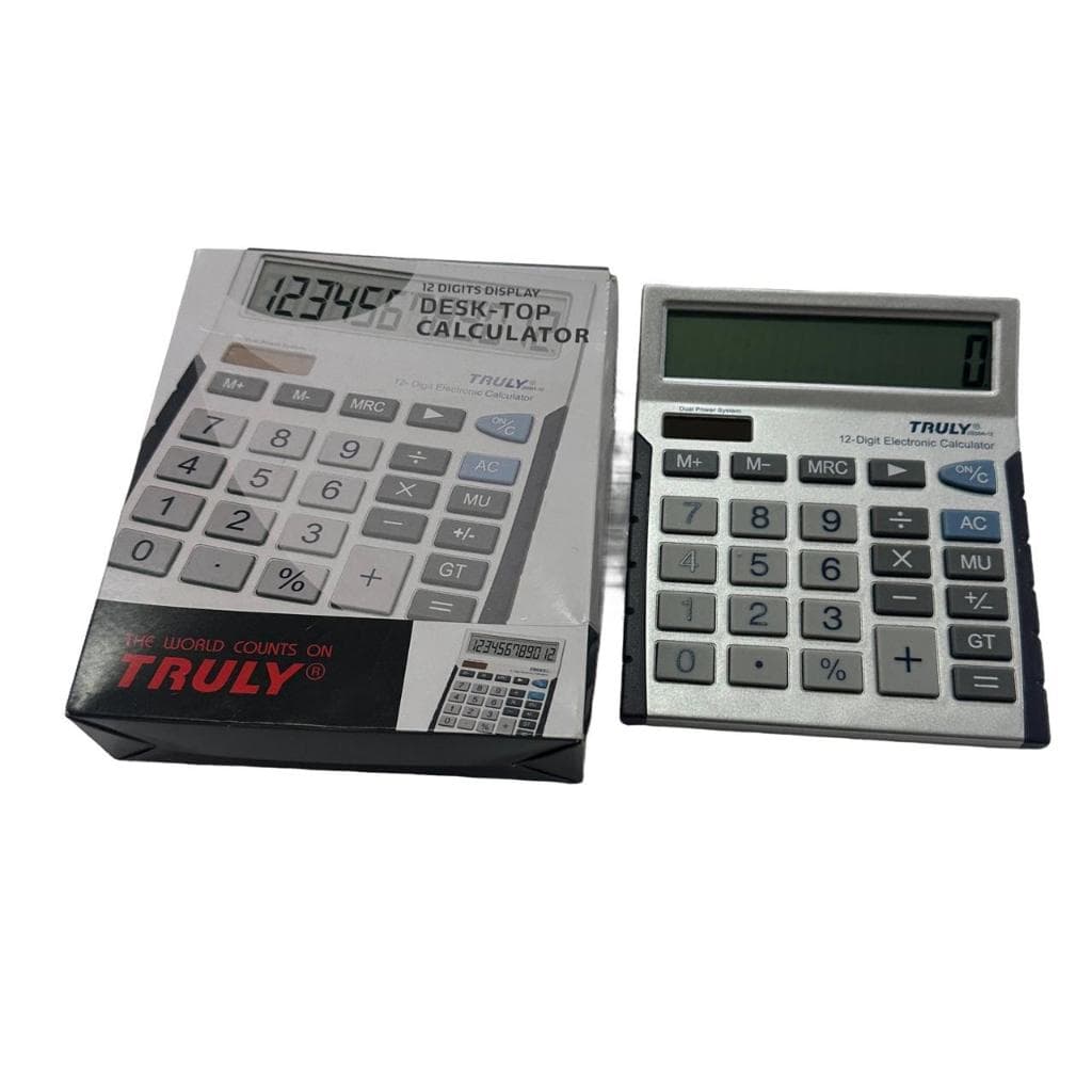 Calculadora De Mesa, Escritório 12 Dig Solar e Pilha Truly 2008A-12
