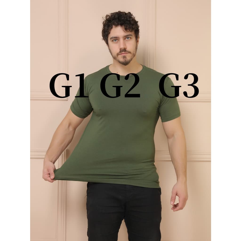 Camisetas Basicas G1 G2 G3  Manga Curta Com Elastano Malha Visco Lycra(Malha Fria)