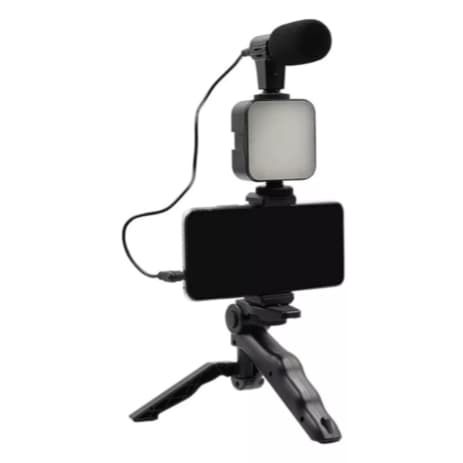 Kit tripé de luz microfone controle estabilizador foto vídeo luz para streaming de vlogs