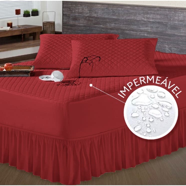 Kit Protetor Colchão king Impermeável + Saia Box Matelado
