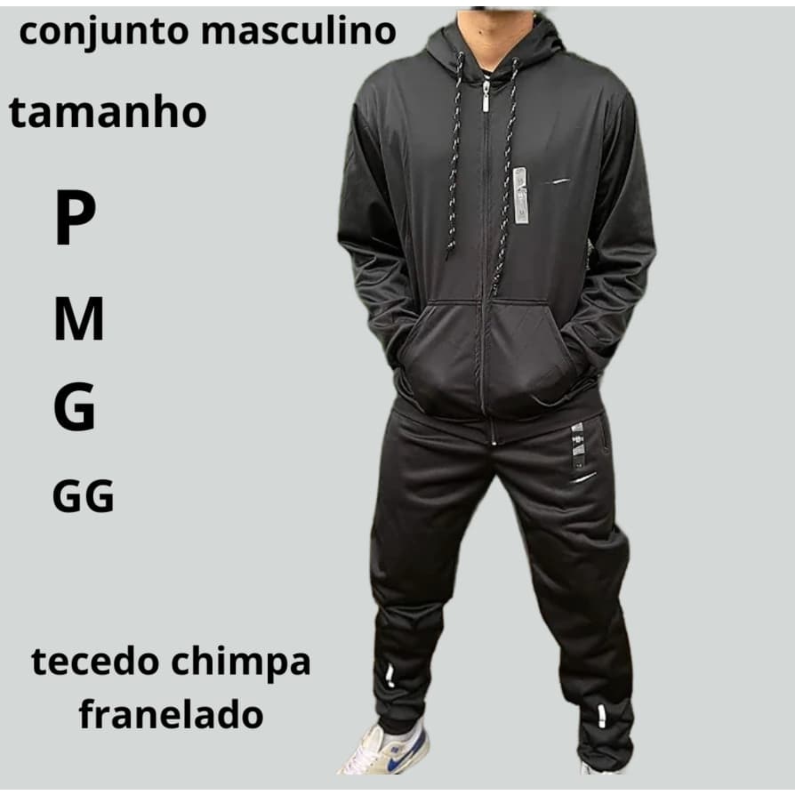 Conjunto blusa e calça masculino de tecido chimpa franelado para inverno envio rapido