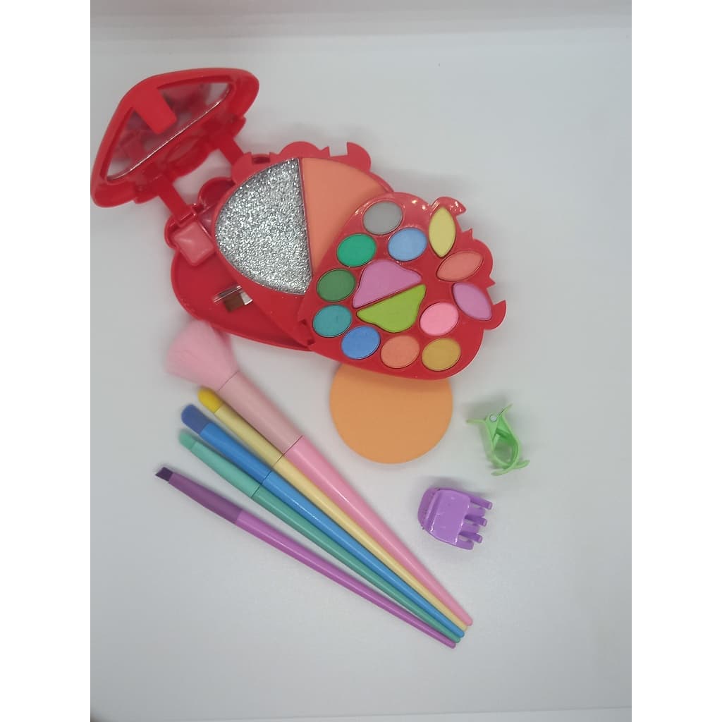 Conjunto/ estojo de maquiagem infantil, infanto-juvenil, com pincéis e necessarie, estojo