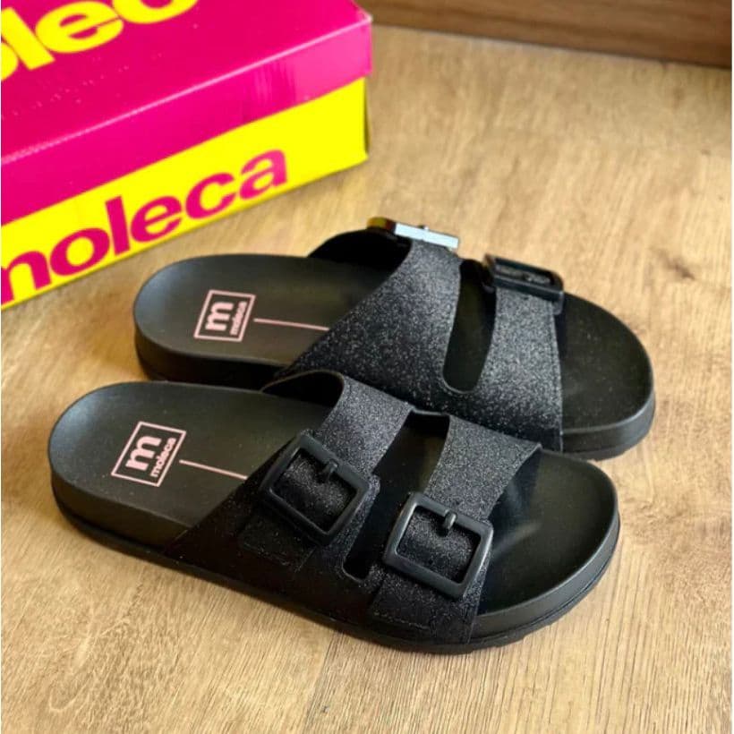 Sandália Chinelo Aberta Birken Brilho Fivela Moleca 5436.401 Original