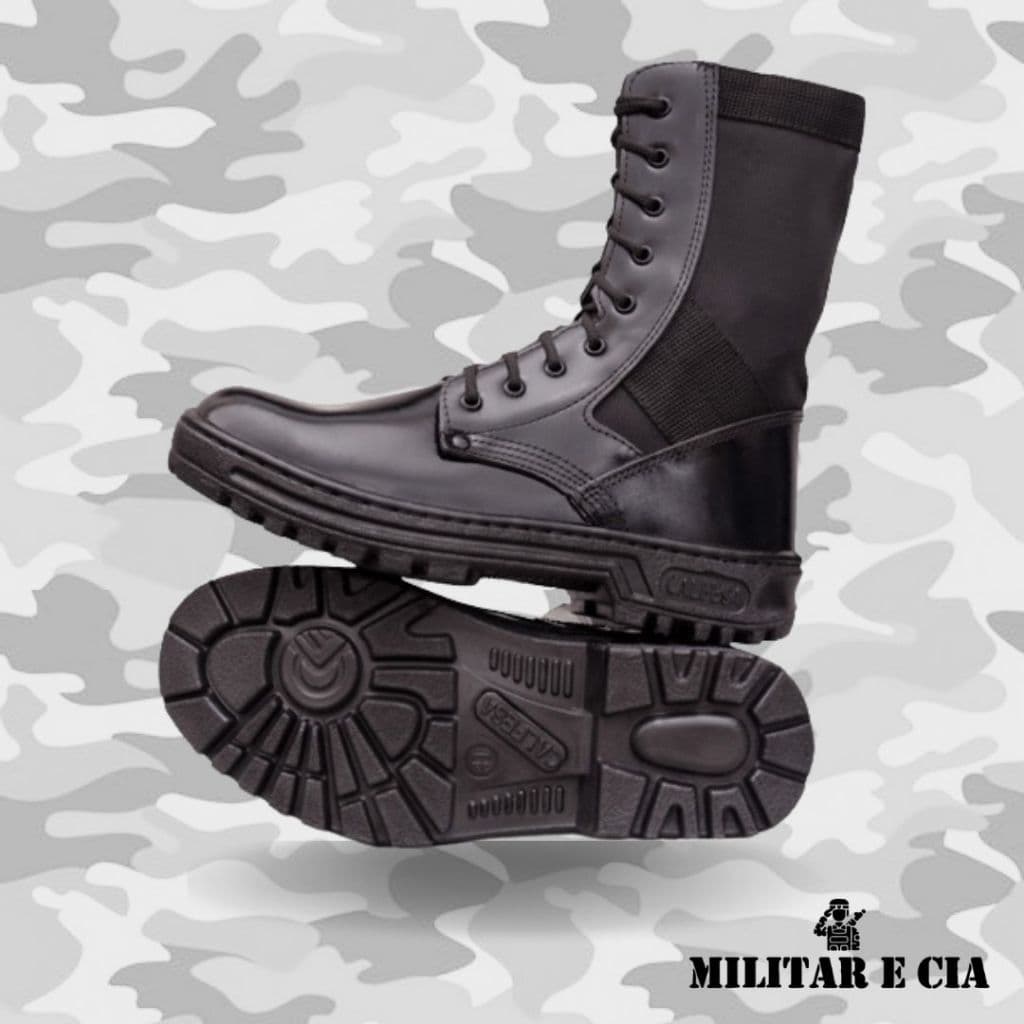 Coturno extra leve preto sem zíper Calfesa De Couro Original colado e costurado