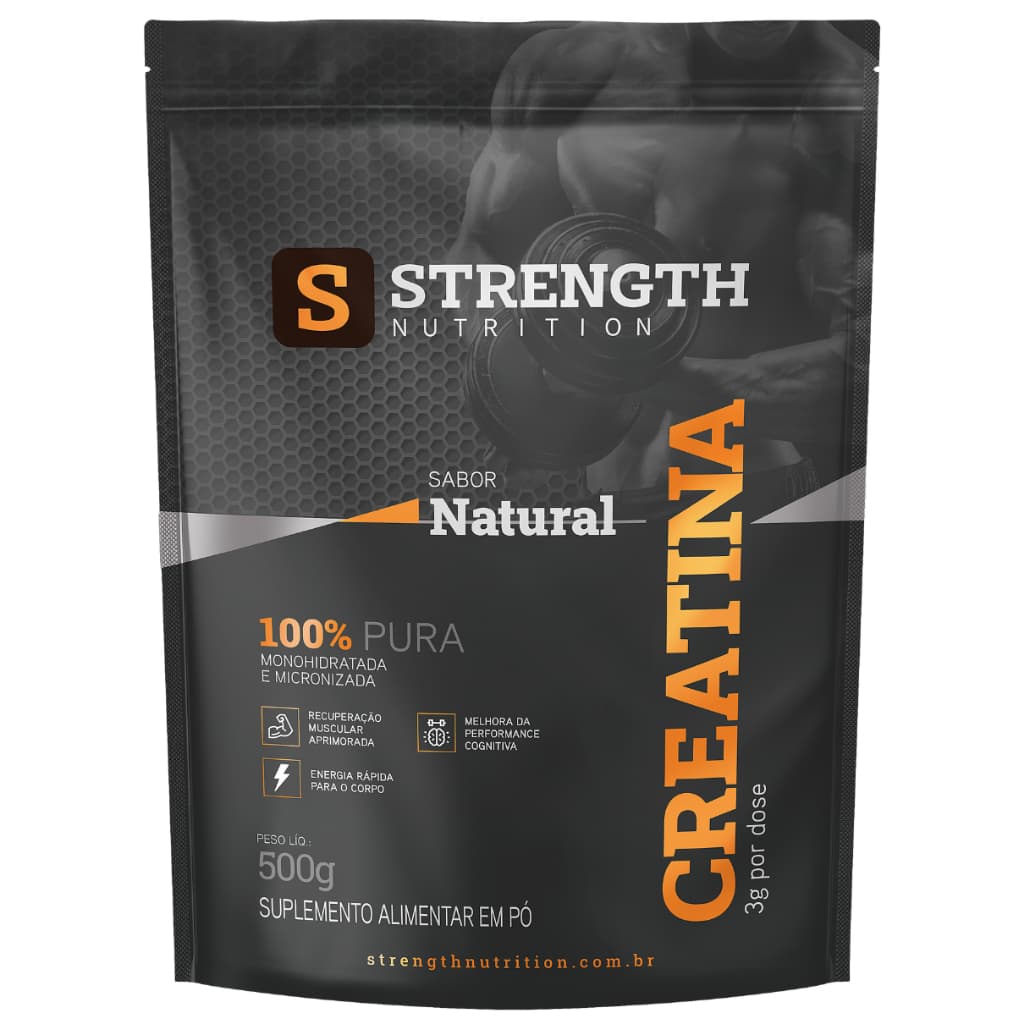 Creatina Monohidratada Micronizada 100% Pura, Matéria Prima Importada com Laudo - Strength Nutrition