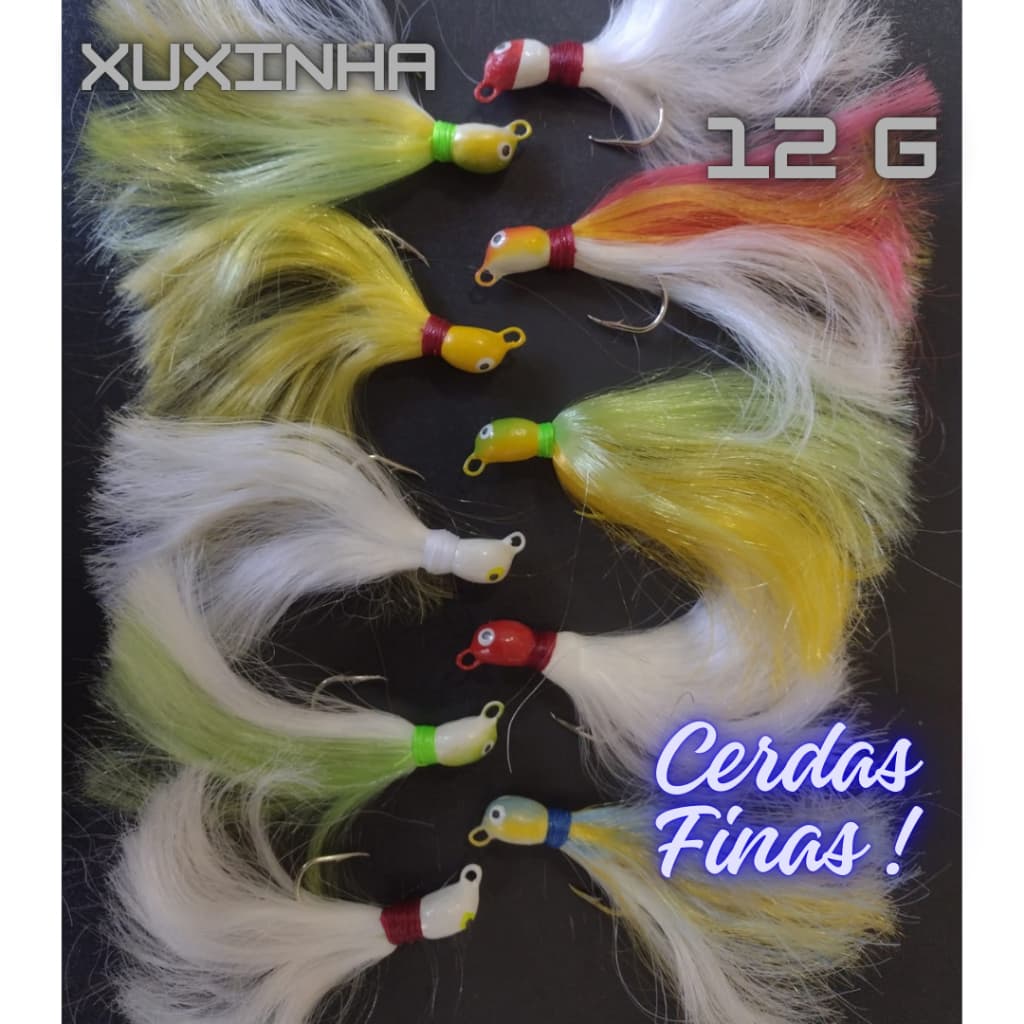 Isca Artificial Xuxinha Jig 12g pena p/ tucunaré traíra robalo várias cores