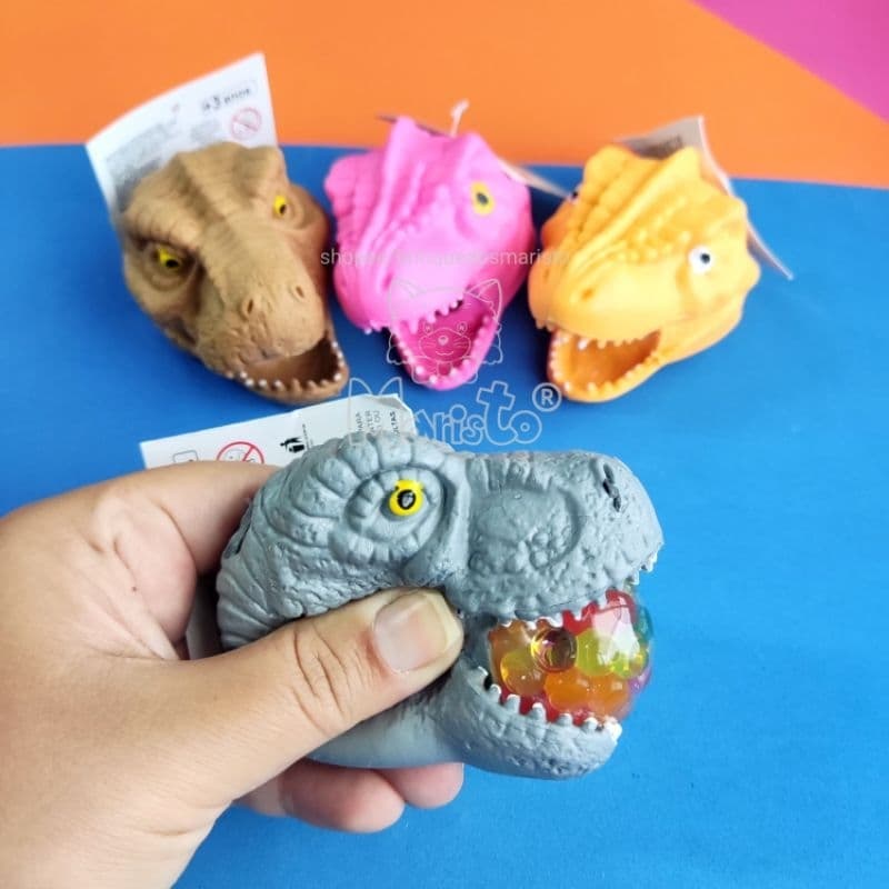 Kit 2 Mini Brinquedos de Apertar Squishy Cabeça de Dinossauro