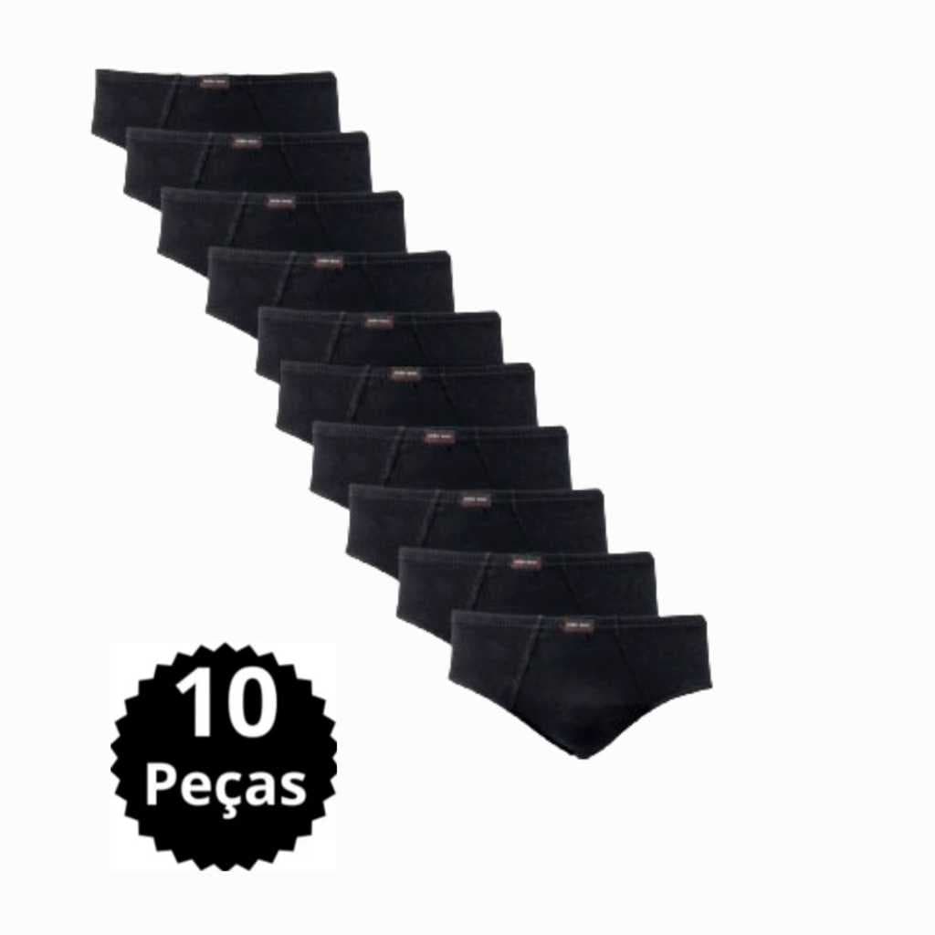Kit  Cuecas masculina tradicional com forro 100% algodao NA COR -PRETO