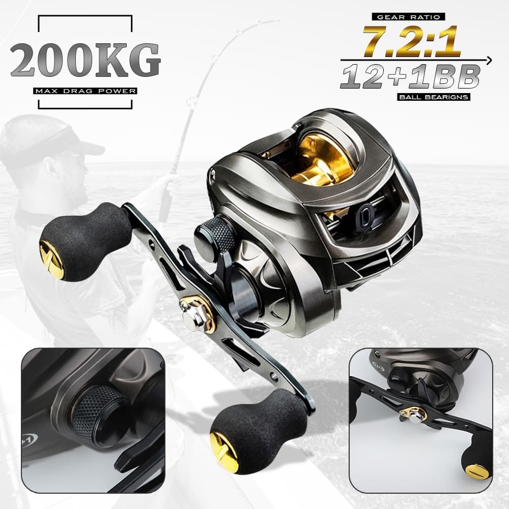 Carretel De Arremesso bc 18 + 1BB 7.2 : 1 Max Arraste 75 Kg Pesca Vara Molinetes Roda De Fundição Equipamento Pan