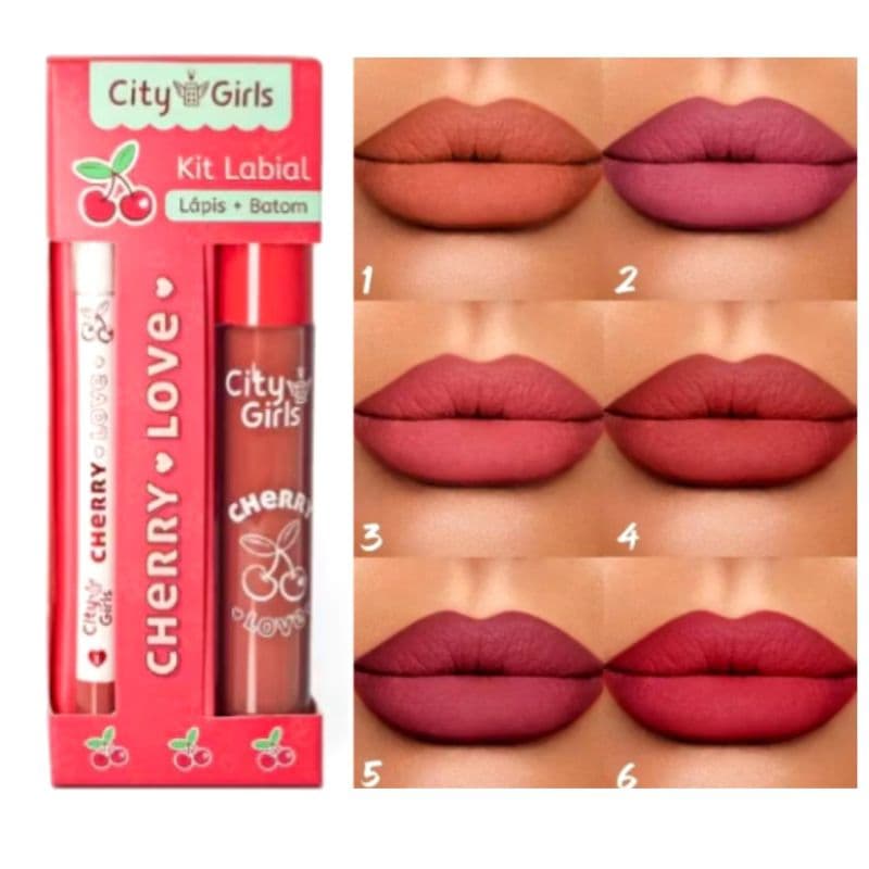Kit Batom líquido matte + Lápis Contorno Labial a prova D'água Longa Duração mate
