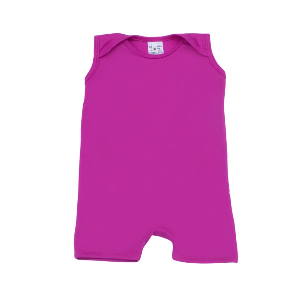 Jardineira Bebê Menina Regata Banho de Sol Pink Malha Ribana Algodão Roupa de Bebê Menina Macacao