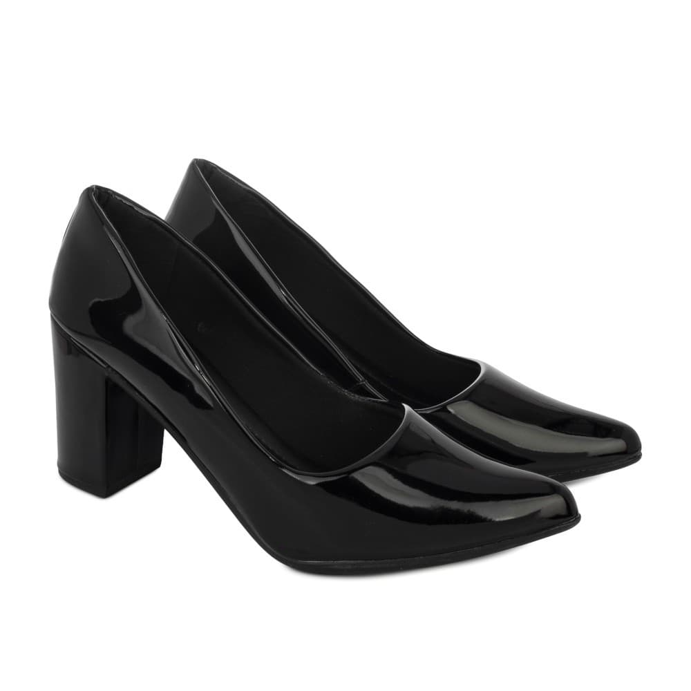 Sapato Feminino Scarpin Salto Alto Bloco Fechado Saltinho Grosso Bico Fino Tendência Moda