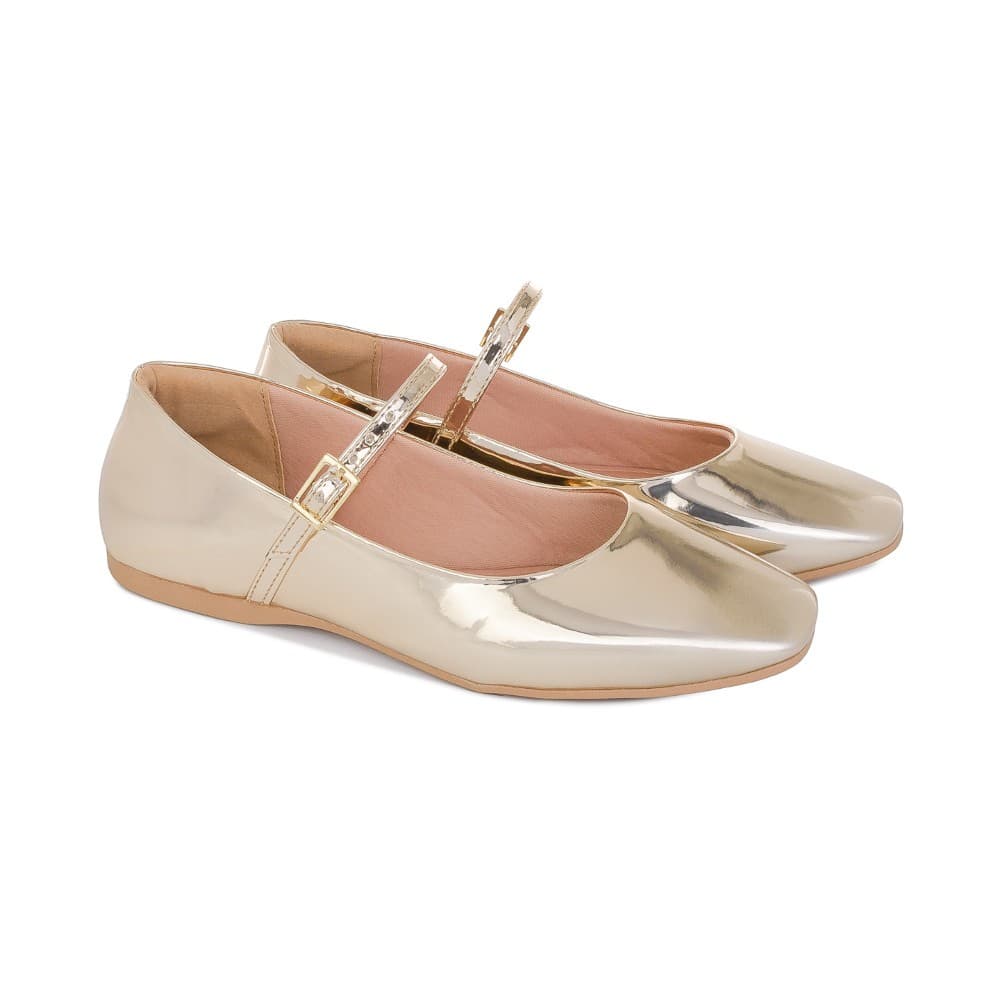 Sapato Feminino Sapatilha Confortavel Boneca Bale Bico Quadrado Com Ajuste Blogueira