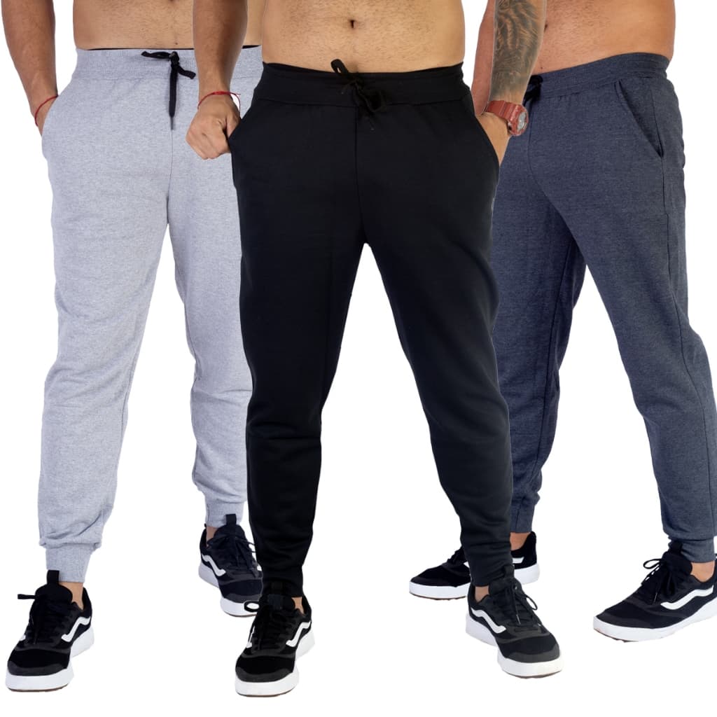 Kit 3 Calças Moletom Masculinas Slim Algodão Original - TEUCATI