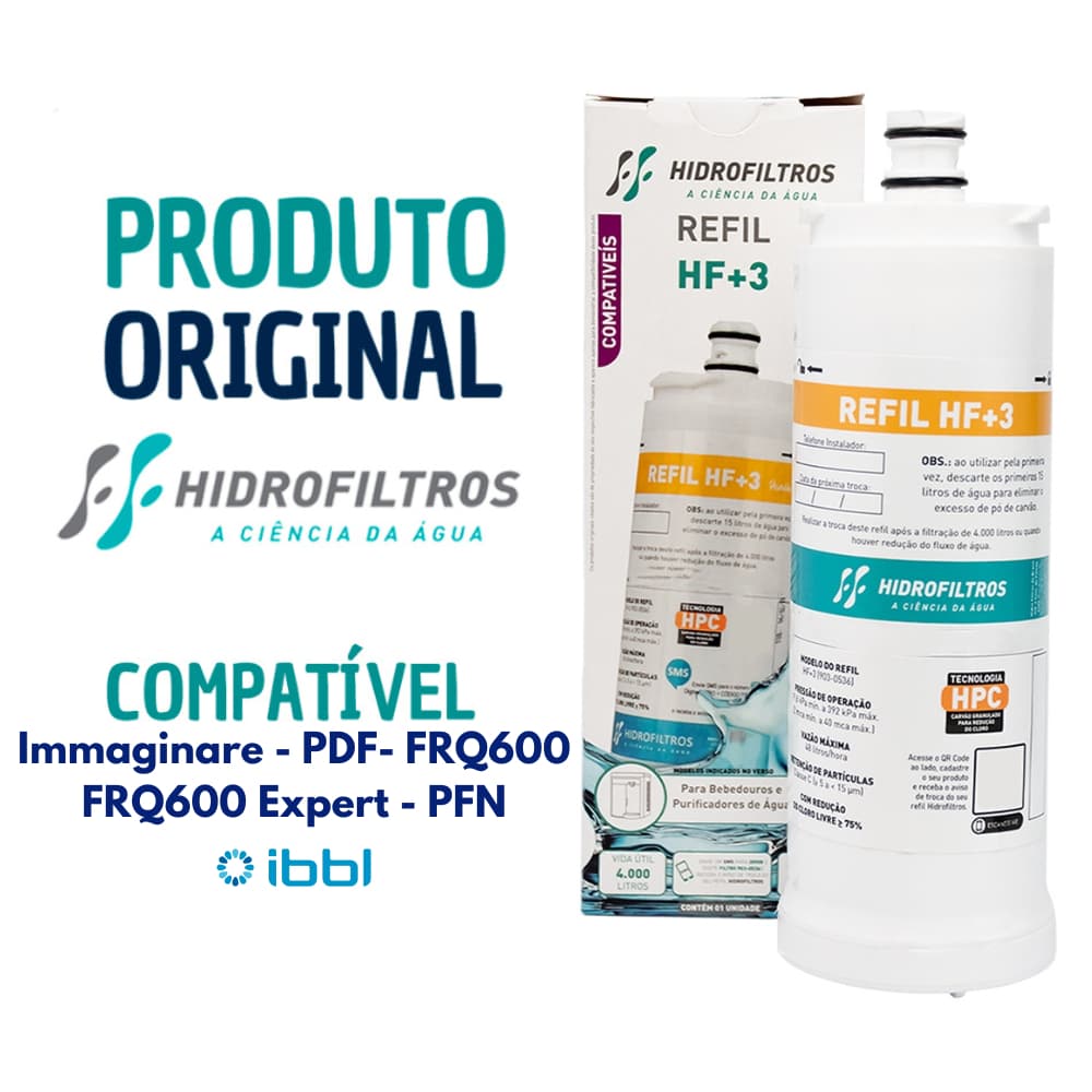 Refil Filtro Vela para Purificador IBBL Immaginare FRQ600 PDF e PFN Hidrofiltros HF+3 Original