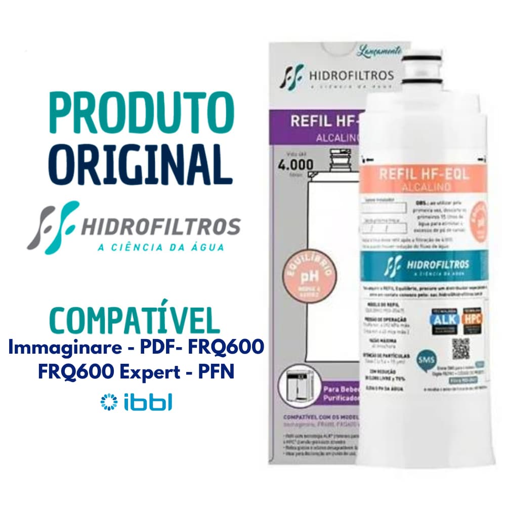 Refil Filtro Vela HF-EQL Alcalino p/ Purificador de Água Alcalina IBBL Immaginare FRQ600 PDF e PFN
