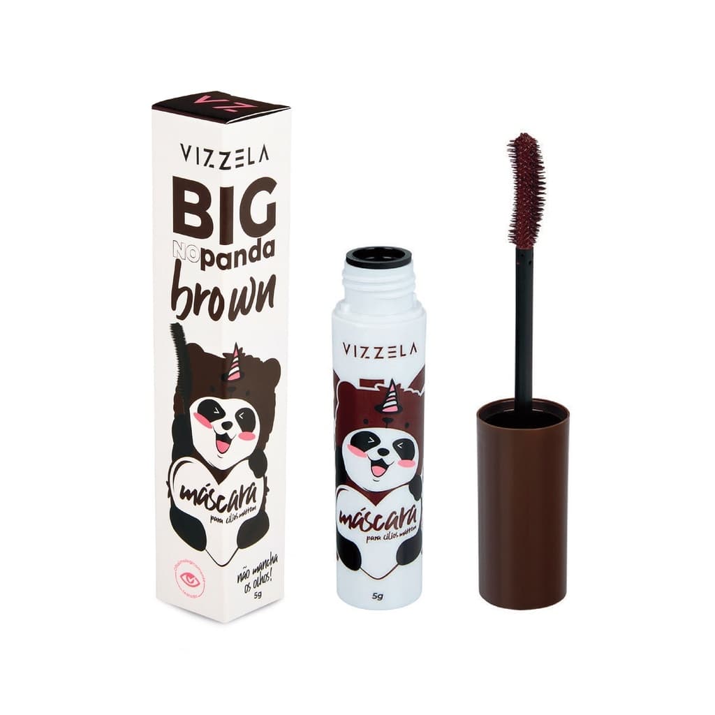 Rímel Máscara Cílios Big Panda Brown Vizzela Marrom Pincel Grande Curvado