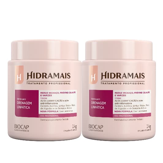 Hidramais Creme Para Massagem Drenagem Linfática 1kg 2 Unidades