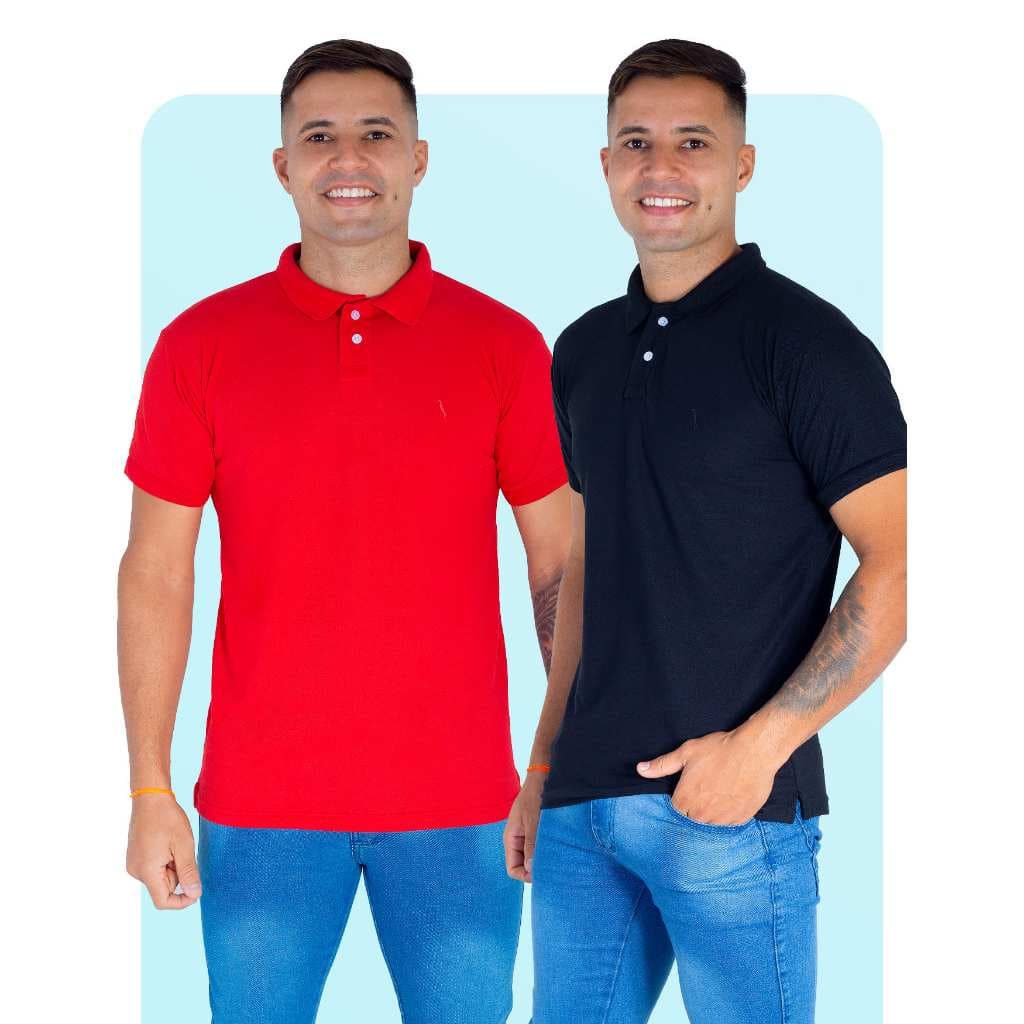 Kit 02 Camisas Gola Polo Masculinas Linha Premium Piquet Original Moda todas as Estações - TEUCATI