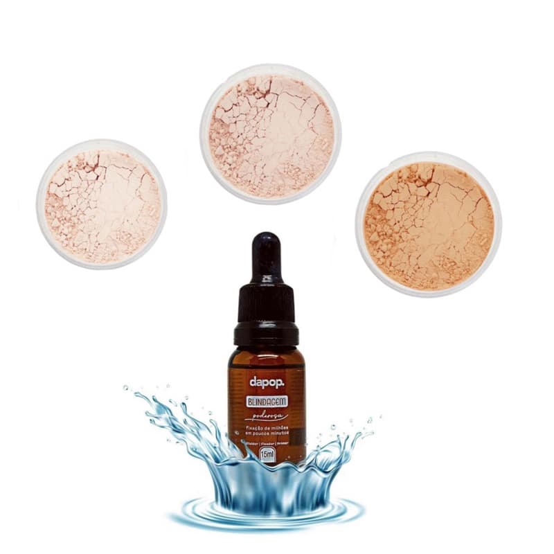 KIT COM 2 pcs Um  Pó Translucido Photo Microfinish Powder Playboy + Blindagem De Maquiagem 3em1 Dapop 15ml