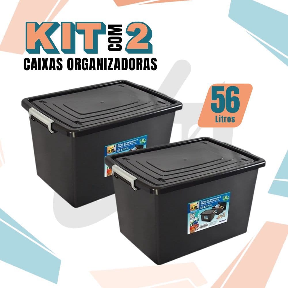 Caixa Organizadora 56L com Tampa e Trava – Tamanho Grande para Brinquedos 1 ou 2 unidades