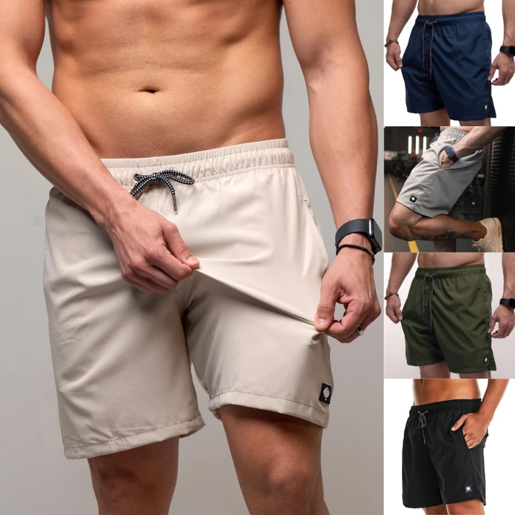 Short Masculino Bermuda Microfibra Tactel Elastano Academia Treino Praia Proteção Solar Premium