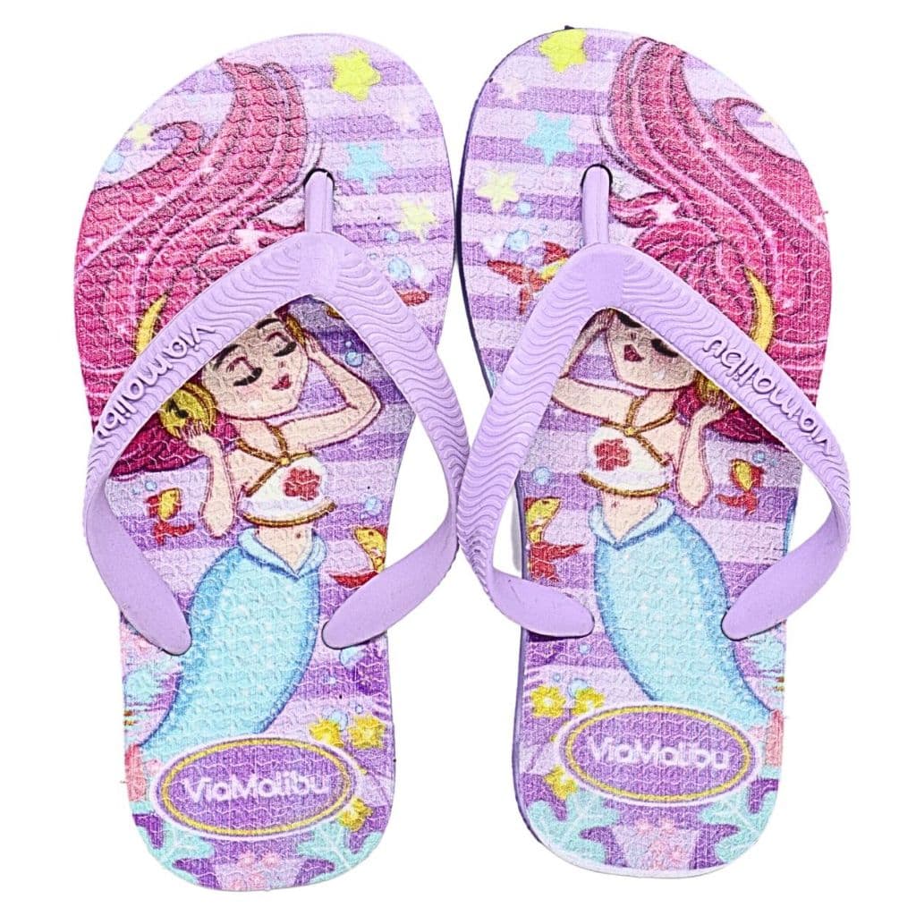 Chinelo Infantil Baby Menina Tipo Dedo Estampa De Sereia Delicado Macio Confortável Antiderrapante