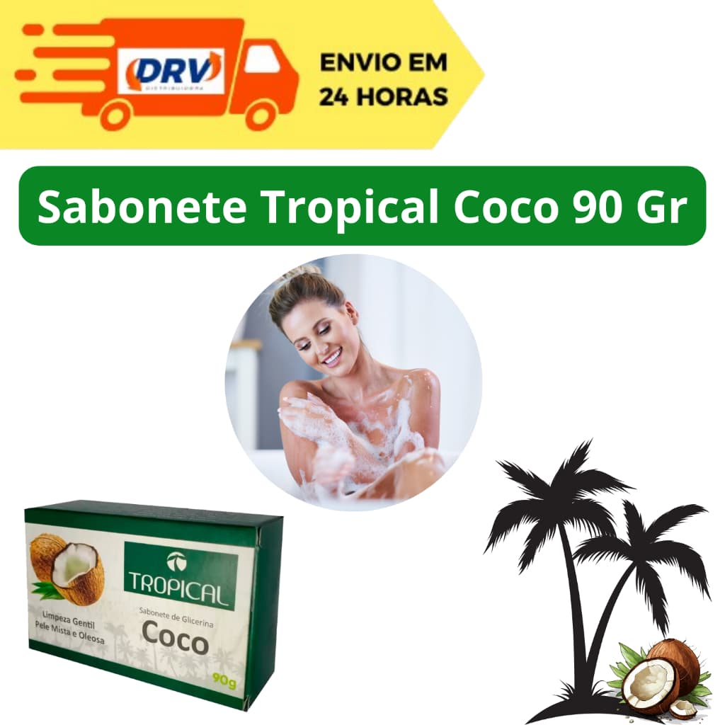 Sabonete Tropical Glicerinado de Coco em Barra 90 G