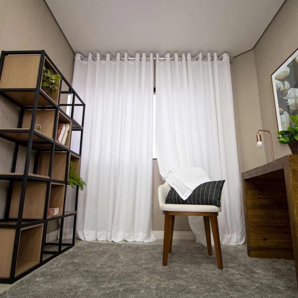 Cortina Voil Gaze de Linho ou Flame Com forro em Microfibra Luxo