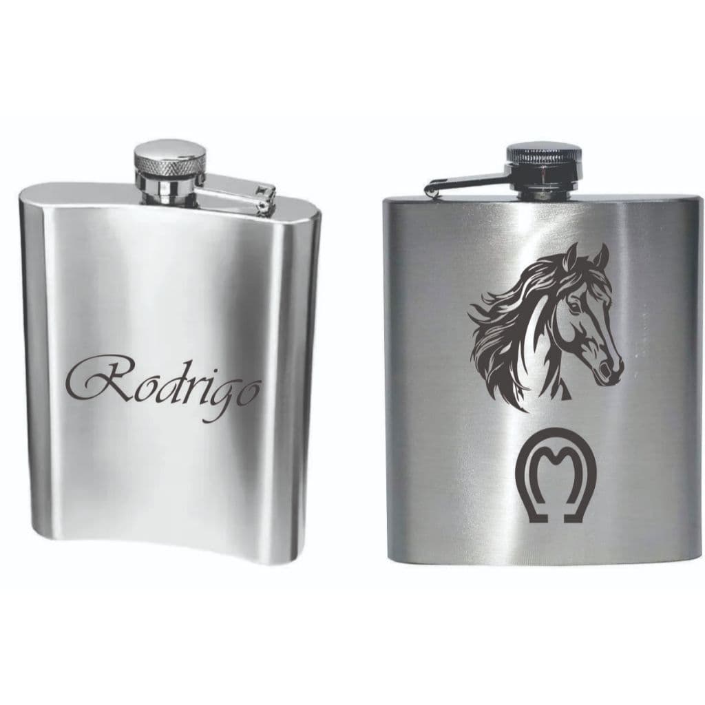 Cantil aço inox PERSONALIZADO A LASER - Nome/ Logo/símbolo/Logos - 210ml