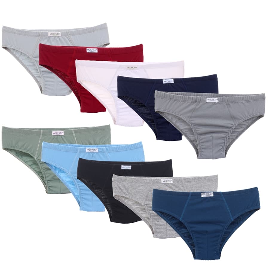 Kit 10 Cuecas Slip Cavada Adulto Algodão Masculino Tradicional Básica Mechler Original Tradicional Básica Confortável