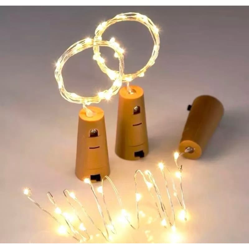 Fio de Fada Rolha de Led para garrafa luz  2 metros + Bateria