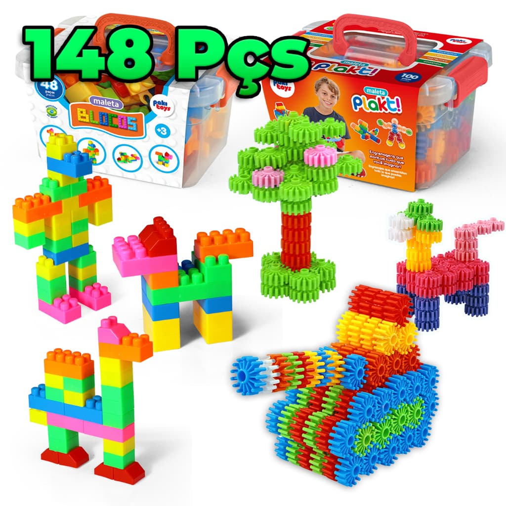 Brinquedo De Montar Estrelas Coloridas Maletinha Com 48 e 100 Peças Coloridas Educativas Criativas Inclusivo