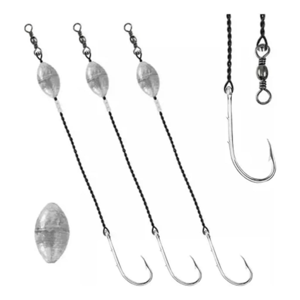 Kit Com 3 Chicote De Aço Flexível Pesca Anchova 140lbs 6/0