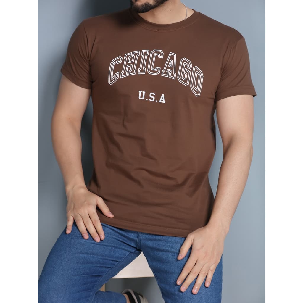 Camisetas Masculina Estampada CHICAGO 100% Algodao 30.1