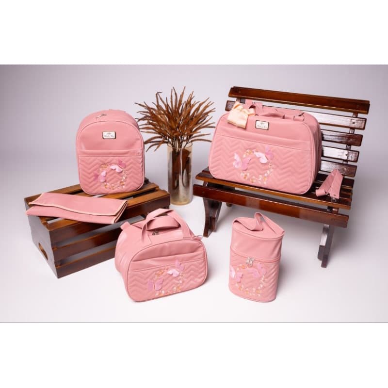 Kit Mala/bolsa Maternidade Menina Para gestante 5 Peças Luxo Com mochila