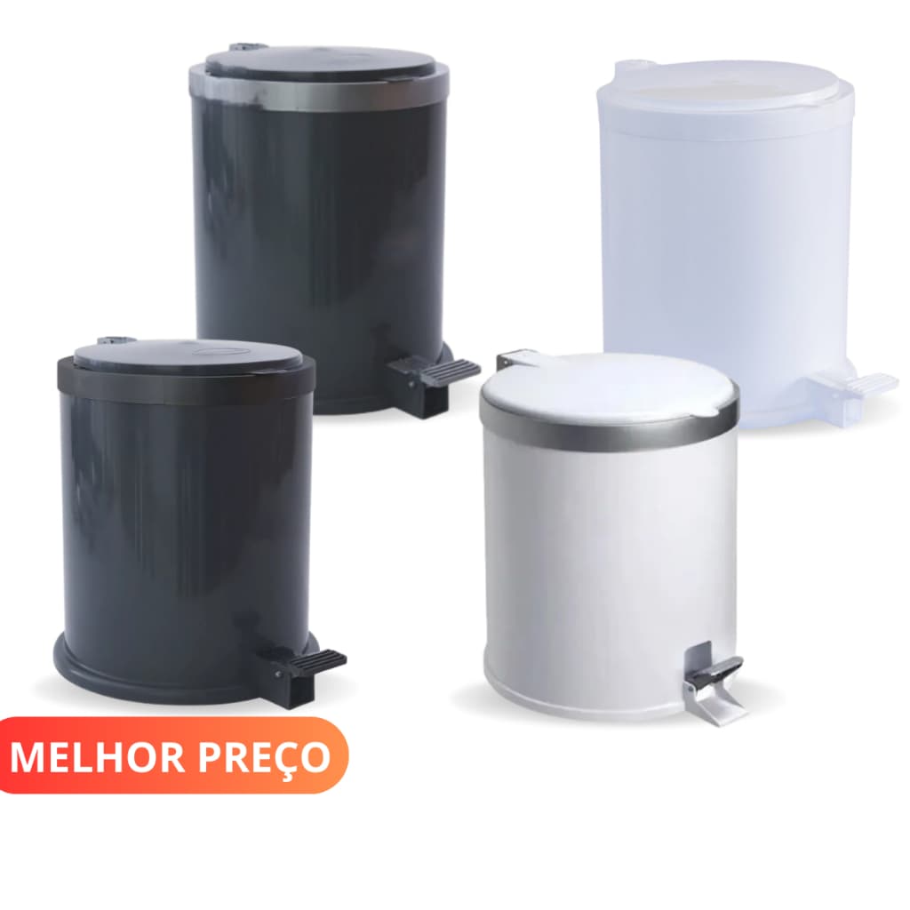 Lixeira Com Pedal 8L Com Tampa Casa Escritório Banheiro Cozinha Lixo Lixeira