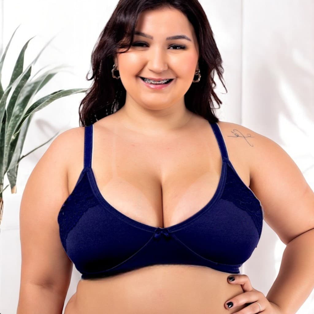 Sutiã Plus Size sem Bojo sem Arco Sutia de Microfibra e Renda com Alça Soutien Reforçado