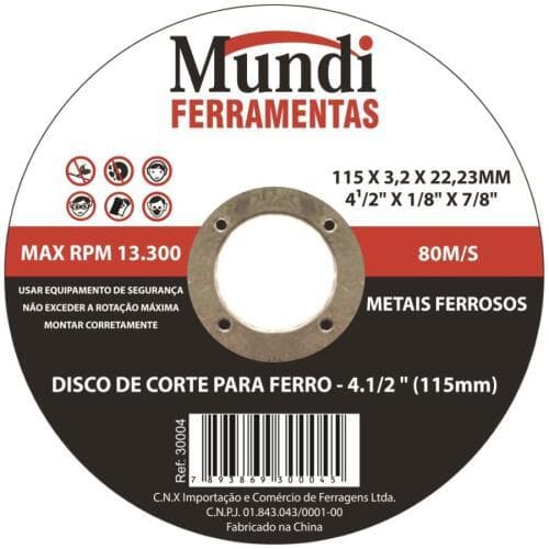 Disco Corte Ferro 4.1/2 115x3.2mm x22.23 mm Mundi